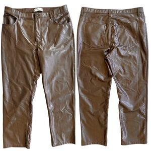 Abercrombie 90s Ultra High Rise Chocolate Brown Faux Leather Jeans 33/16 SHORT